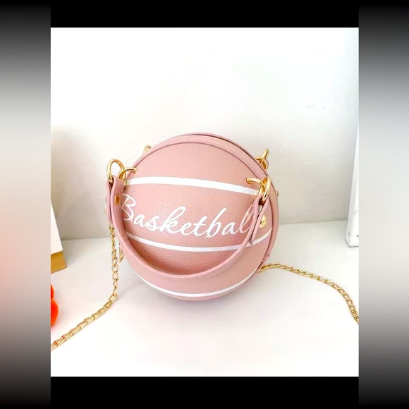 BASKETBALL SHAPE CROSSBODY MINI BAG, METAL CHAIN, LETTERS PRINTED - Picture 6 of 7